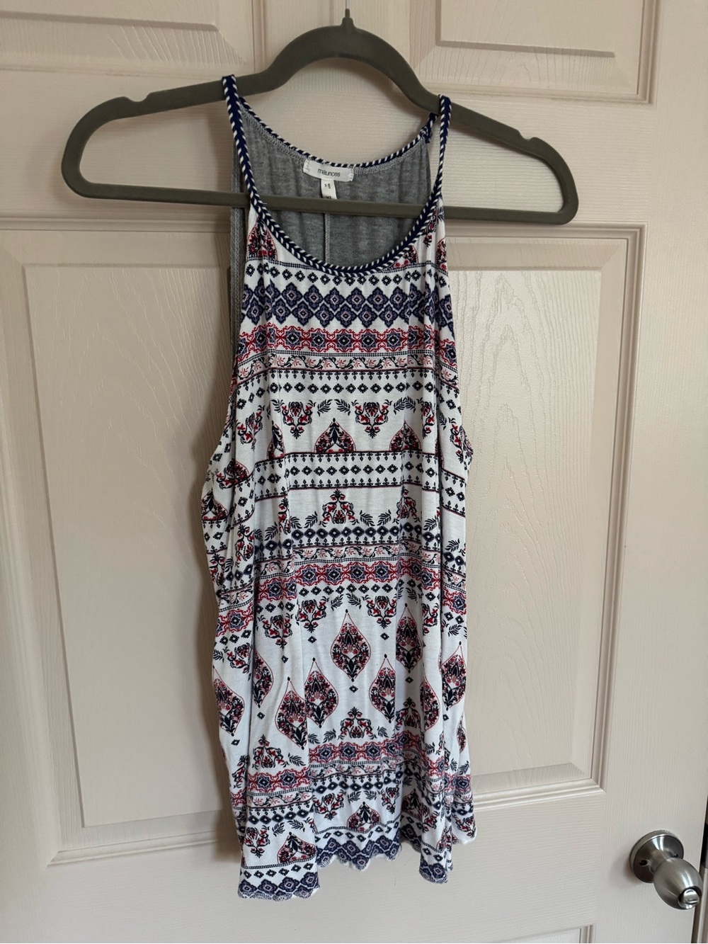Maurices White Tank with Navy and Red Print